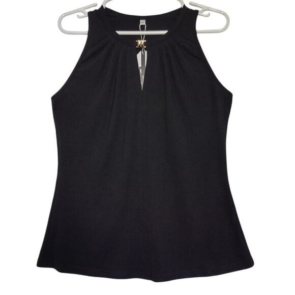Saukole Tops - Saukole Womens Sleeveless Black Tank Top With Gold Accent Medium 65% Cotton. NWT